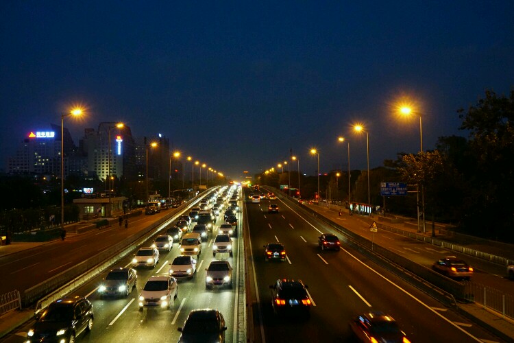 北京北二环及护城河夜景