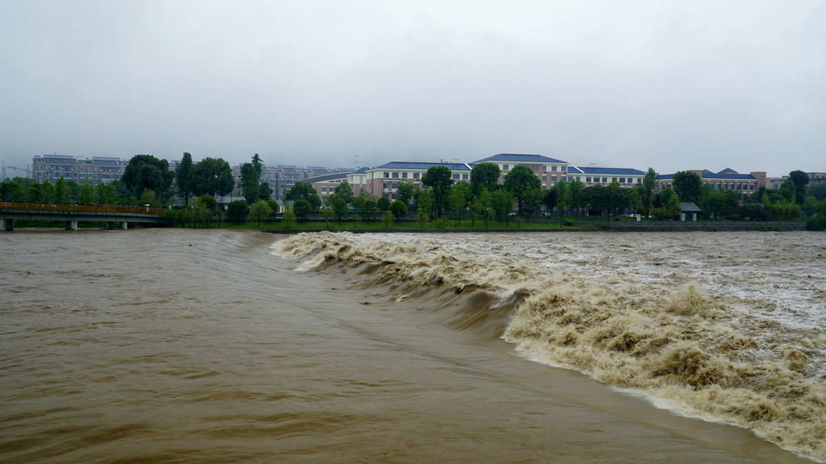 冒雨实拍熟溪河洪水在咆哮24p