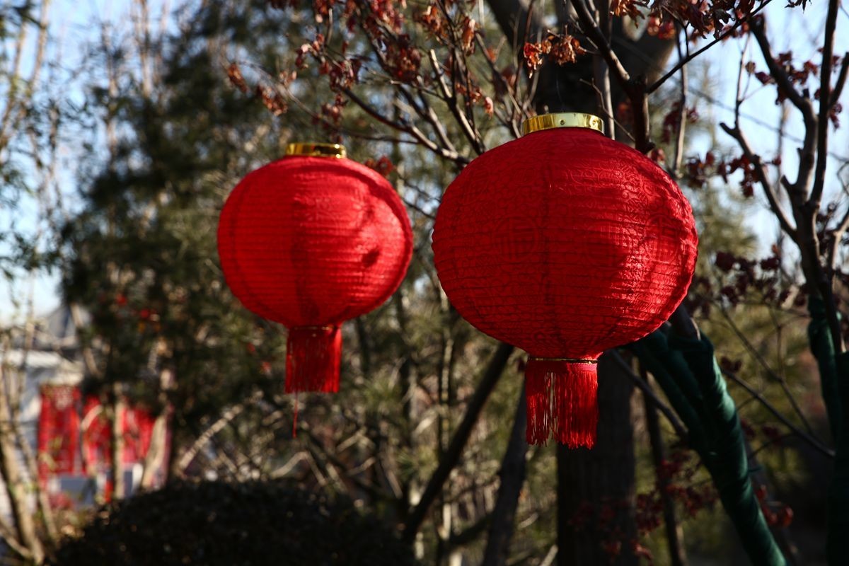 红灯笼迎接新年