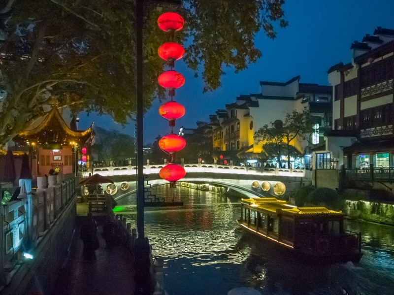 秦淮河画舫夜景栖霞山红叶