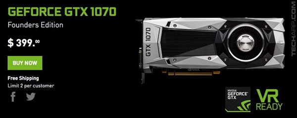 给ti让位nvidiagtx1070官方降价fe版只需2200