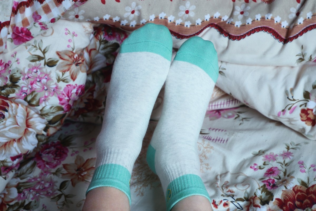 浪莎纯棉绿色花纹袜脚 [18P]