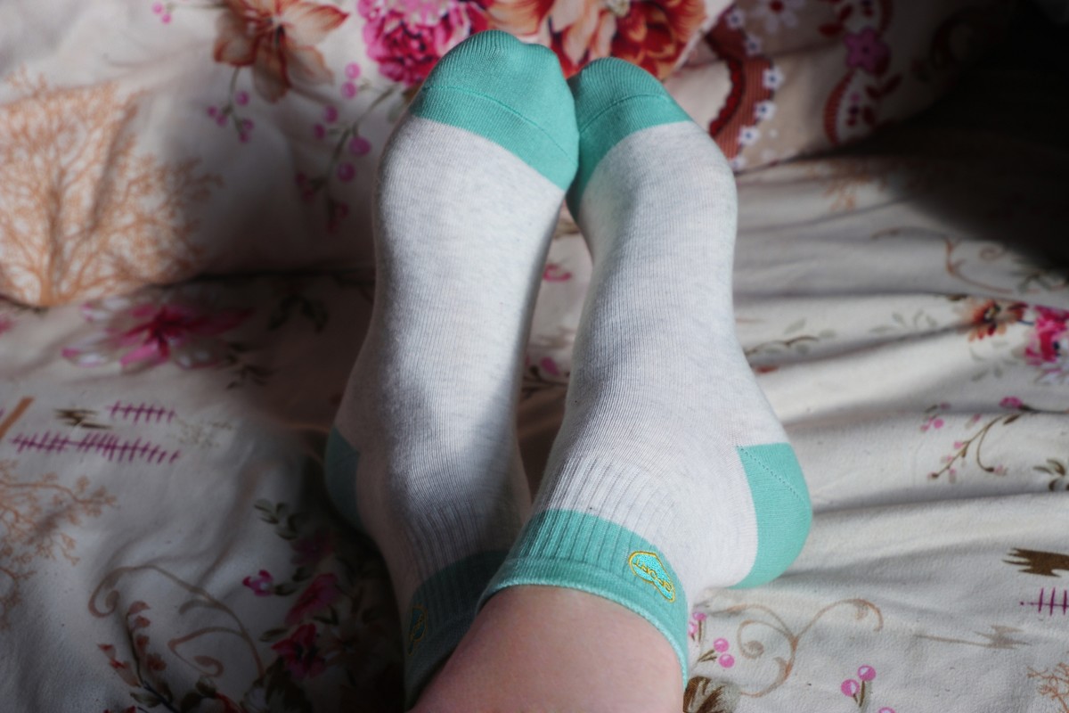 浪莎纯棉绿色花纹袜脚 [18P]