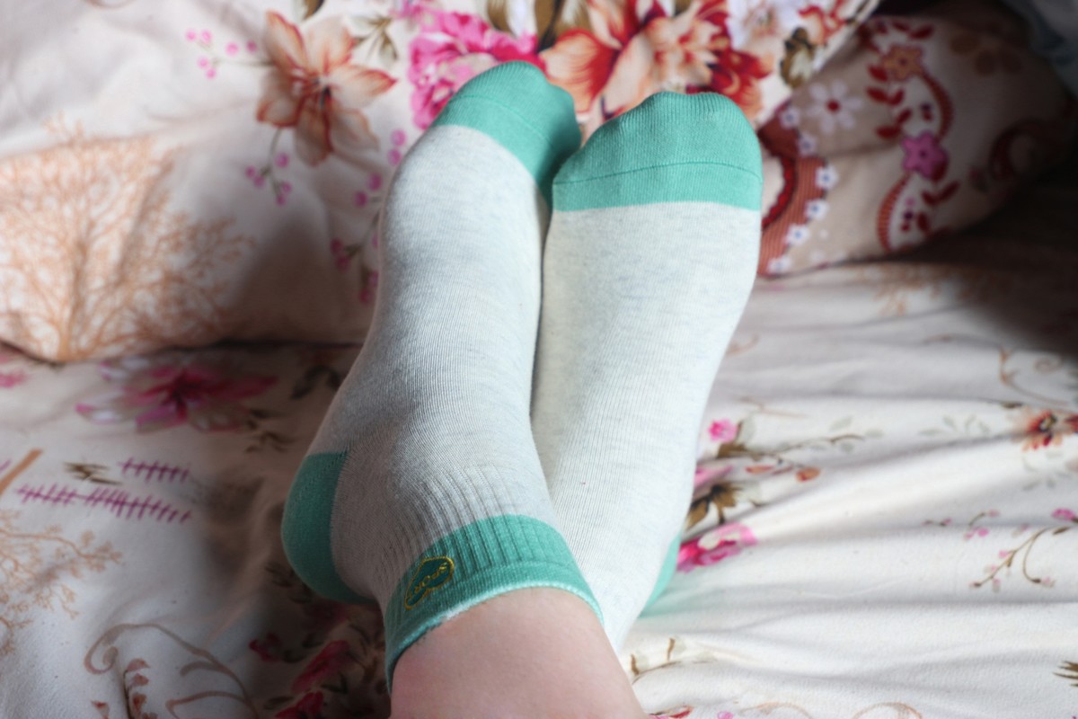 浪莎纯棉绿色花纹袜脚 [18P]