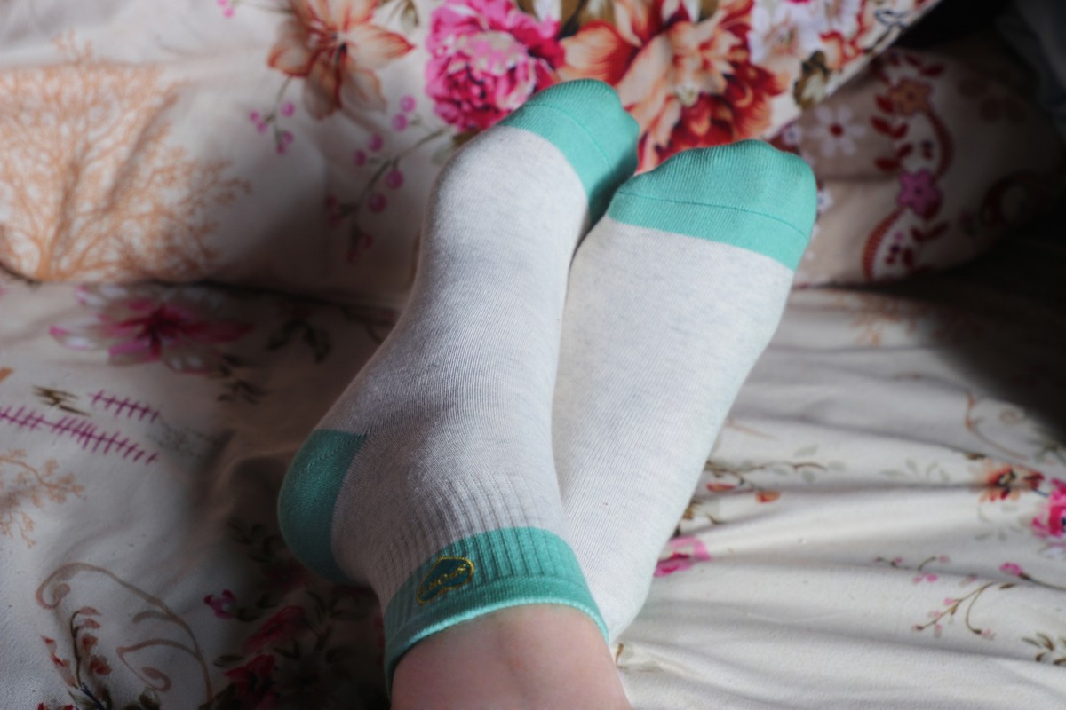 浪莎纯棉绿色花纹袜脚 [18P]