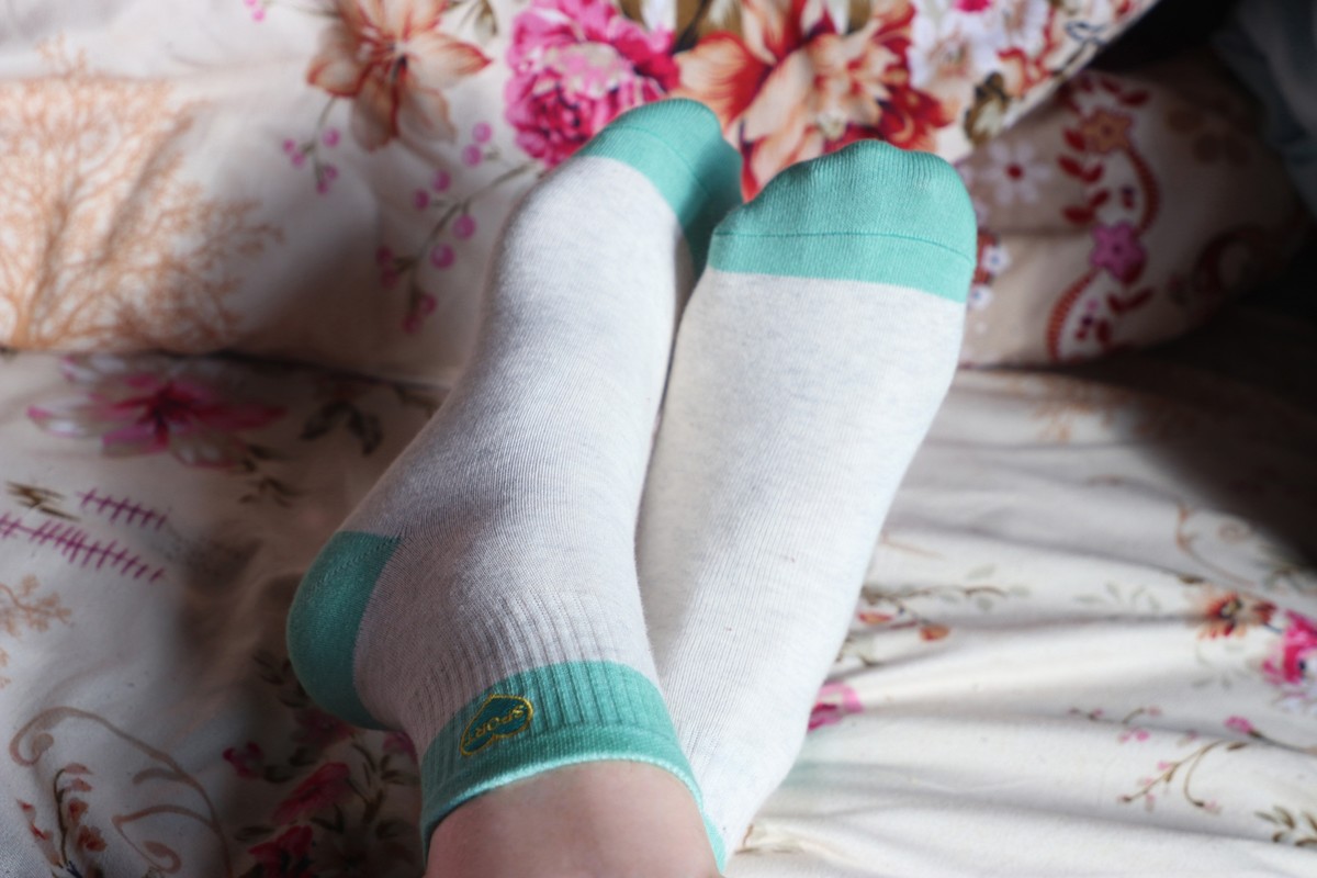 浪莎纯棉绿色花纹袜脚 [18P]