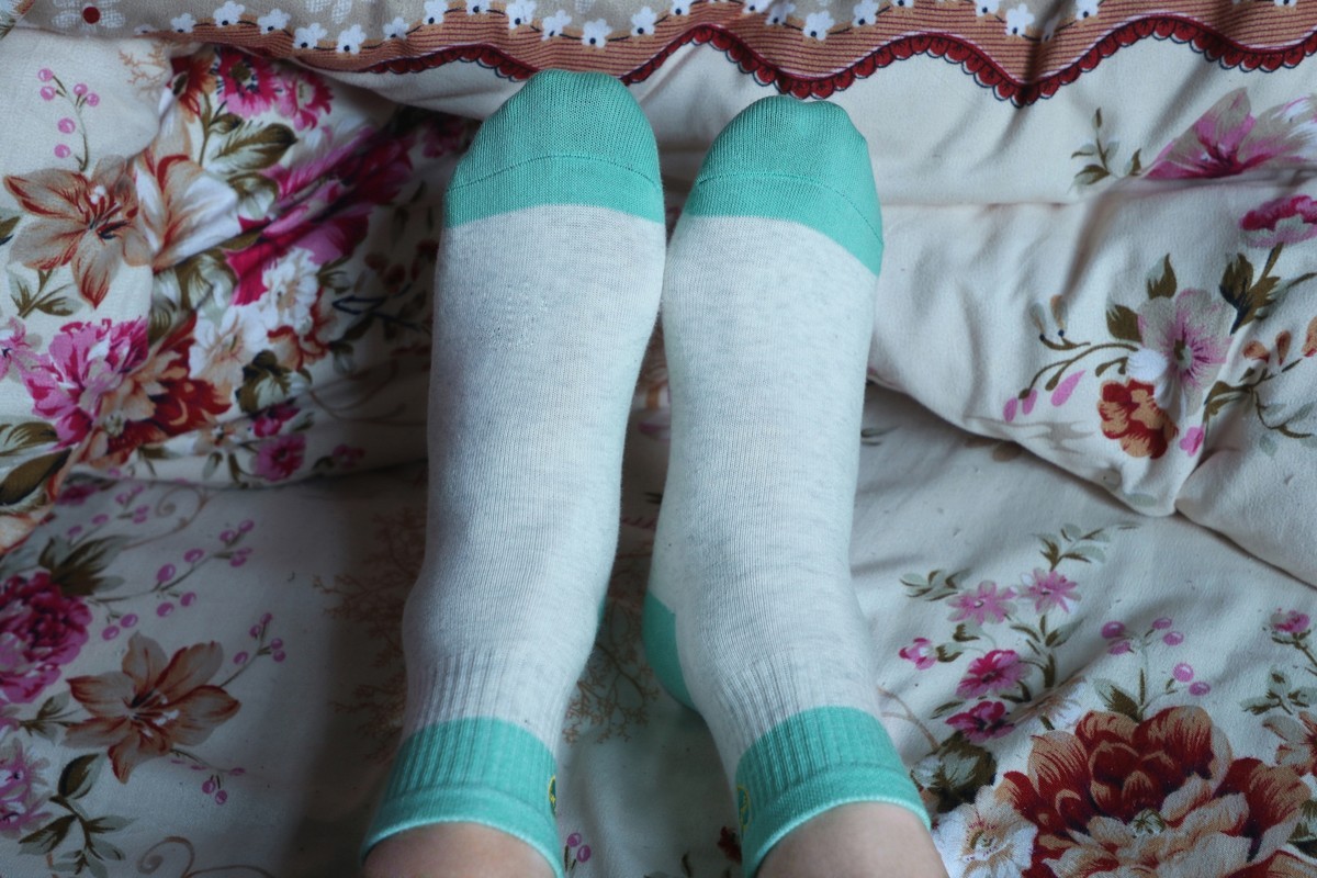 浪莎纯棉绿色花纹袜脚 [18P]