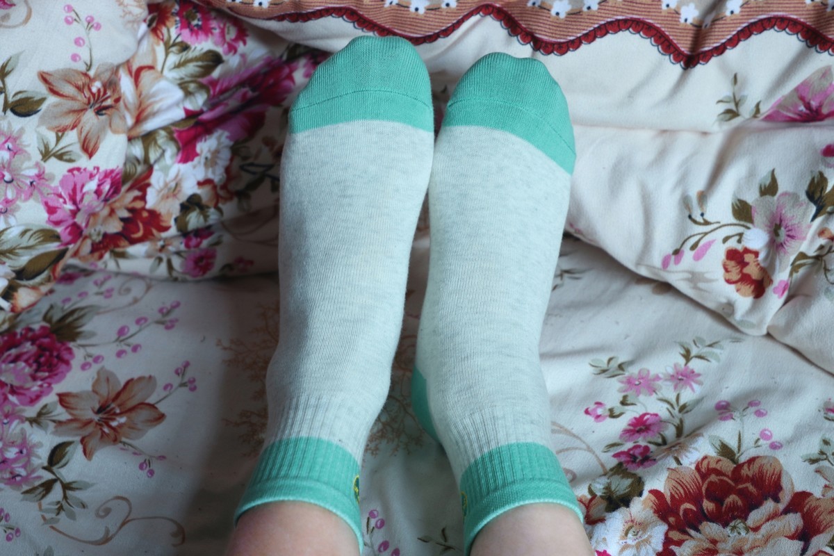 浪莎纯棉绿色花纹袜脚 [18P]