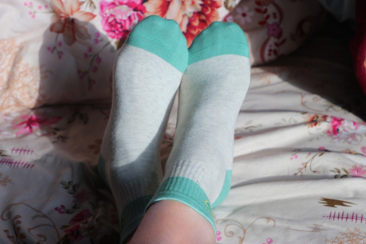 浪莎纯棉绿色花纹袜脚 [18P]