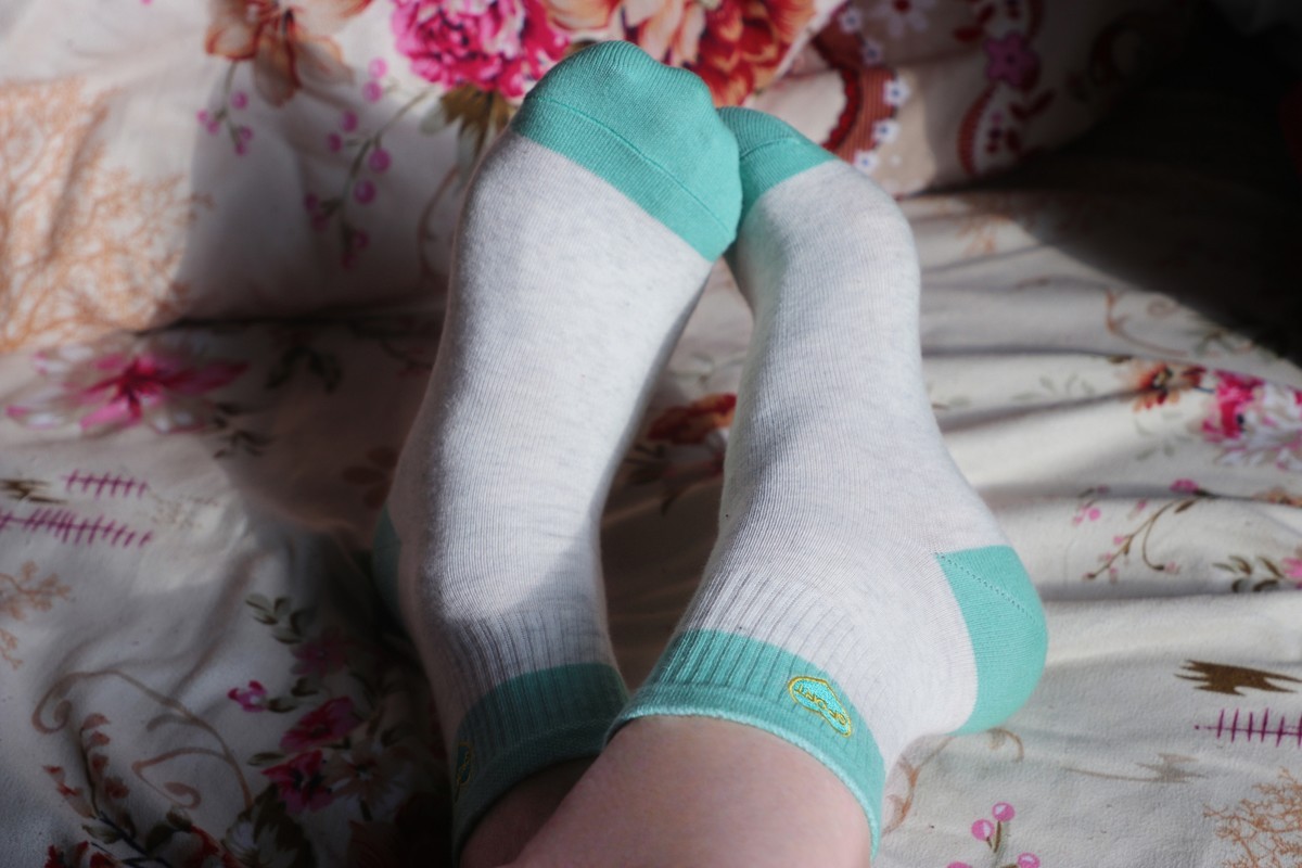 浪莎纯棉绿色花纹袜脚 [18P]