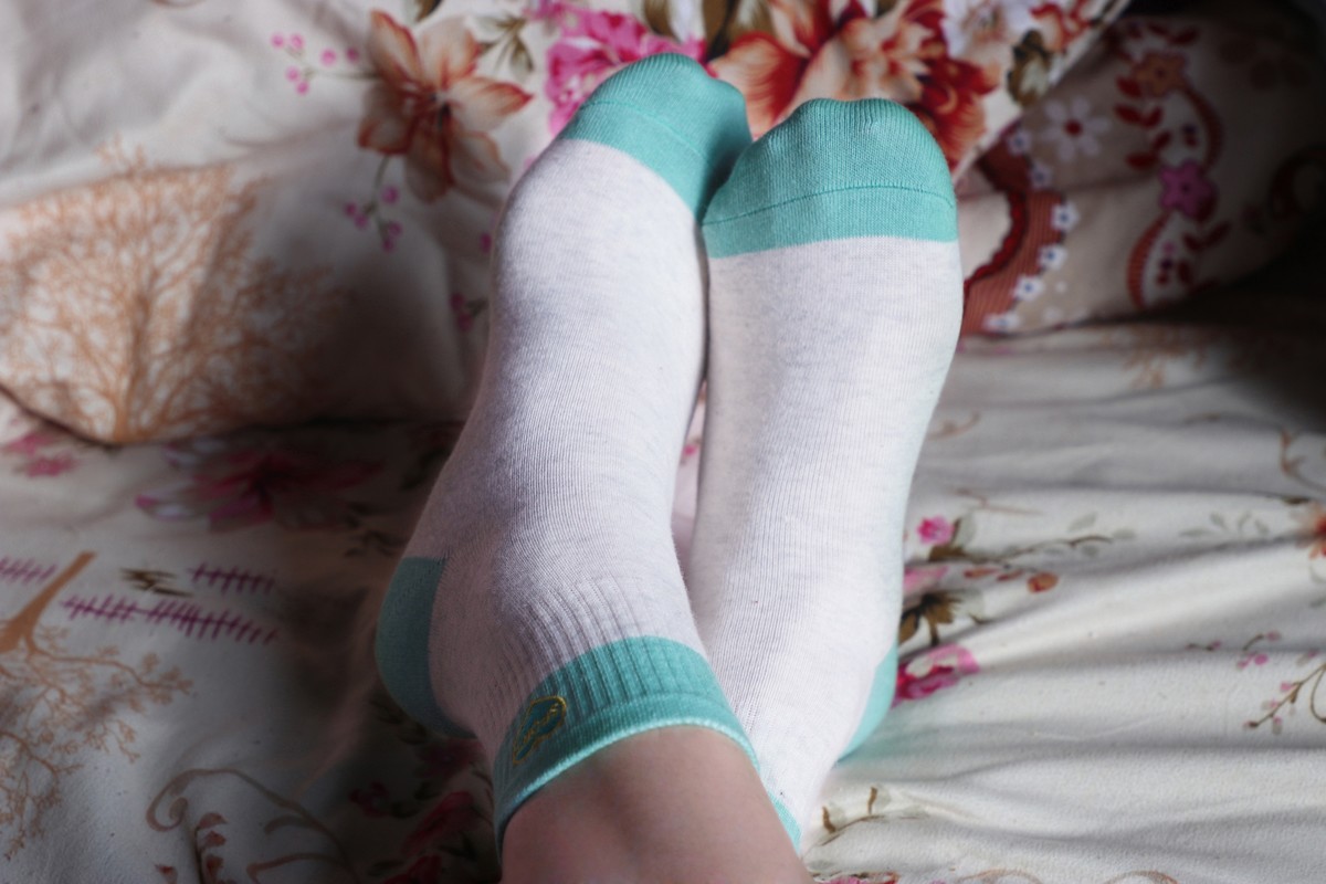 浪莎纯棉绿色花纹袜脚 [18P]