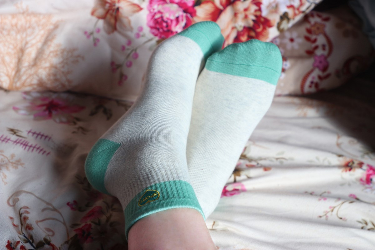 浪莎纯棉绿色花纹袜脚 [18P]