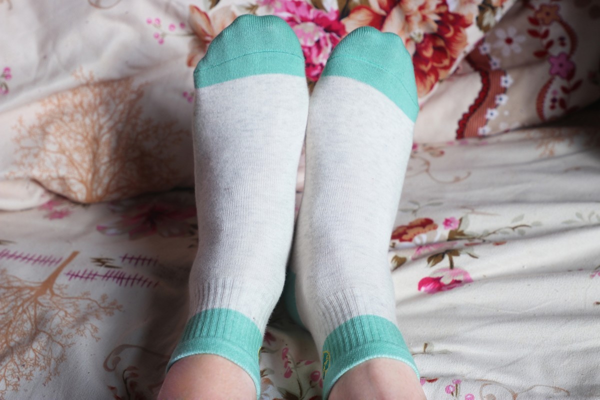 浪莎纯棉绿色花纹袜脚 [18P]