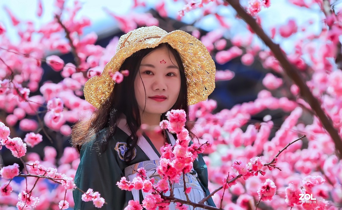 守株待兔抓拍正当时《兰花梅花与美女》公园都开放了花也开了赶紧去拍啊机不可失！哈哈