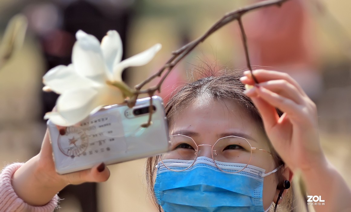守株待兔抓拍正当时《兰花梅花与美女》公园都开放了花也开了赶紧去拍啊机不可失！哈哈