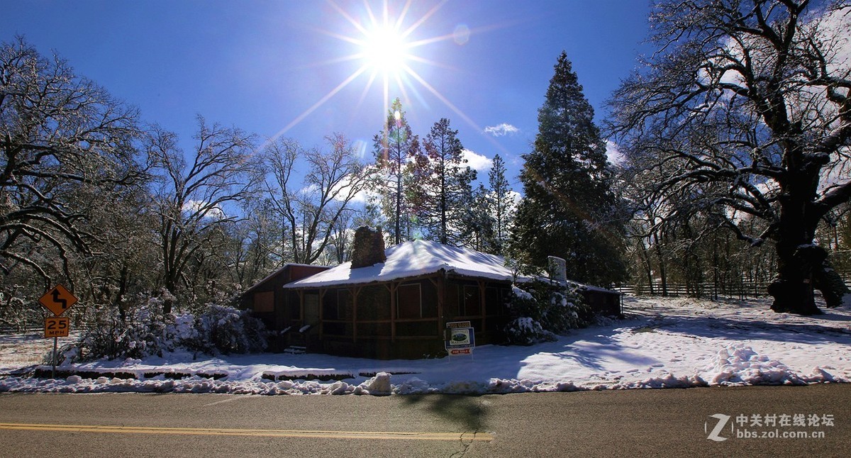 加州41号公路上宛如童话世界的雪景