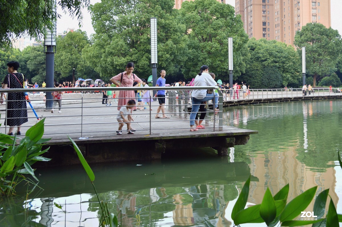 公园里傍晚休闲的人群