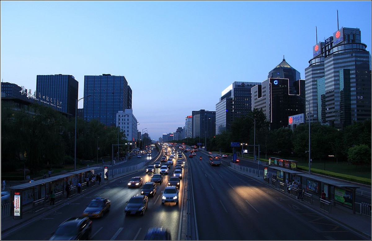 手持夜景北京街景黃昏一撇銷假帖