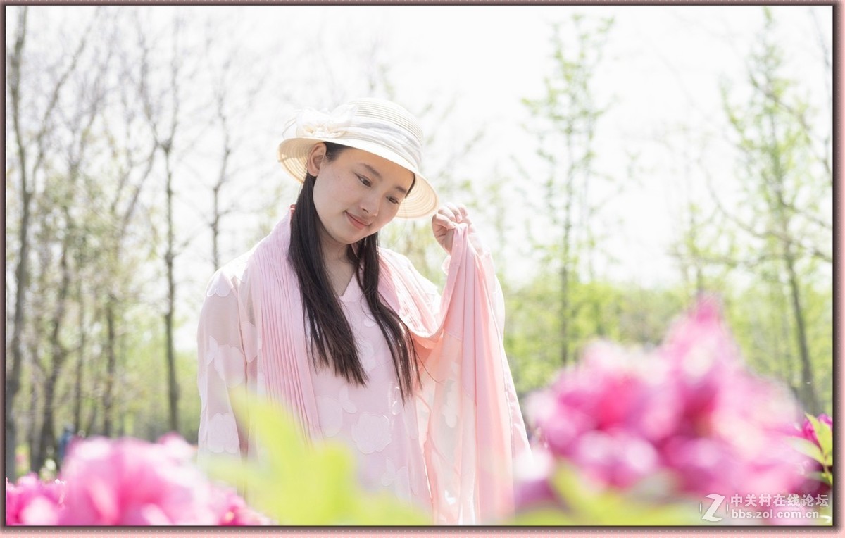 牡丹花中的小萌妹