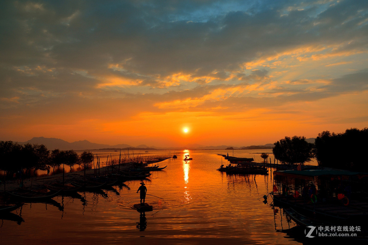 日出、日落、礁石、海浪、美女