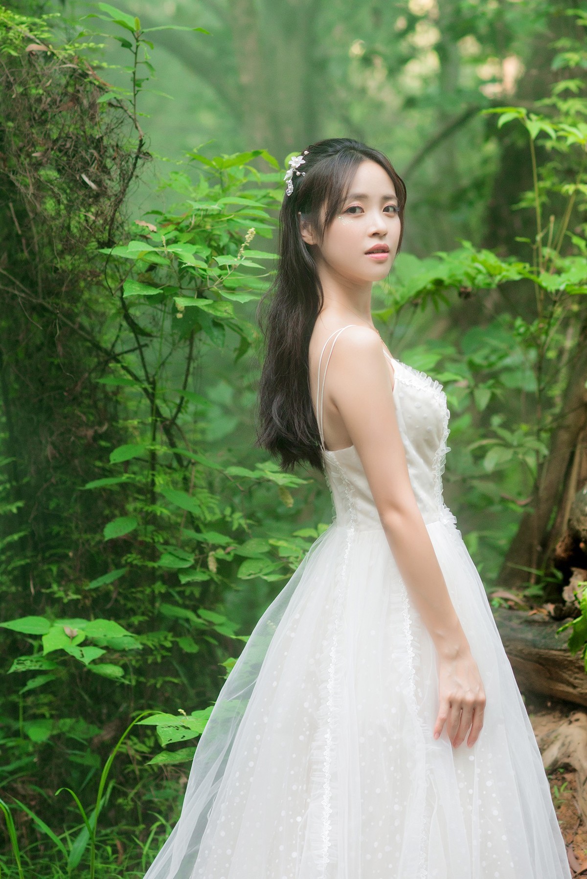 森系，轻纱裙写真。