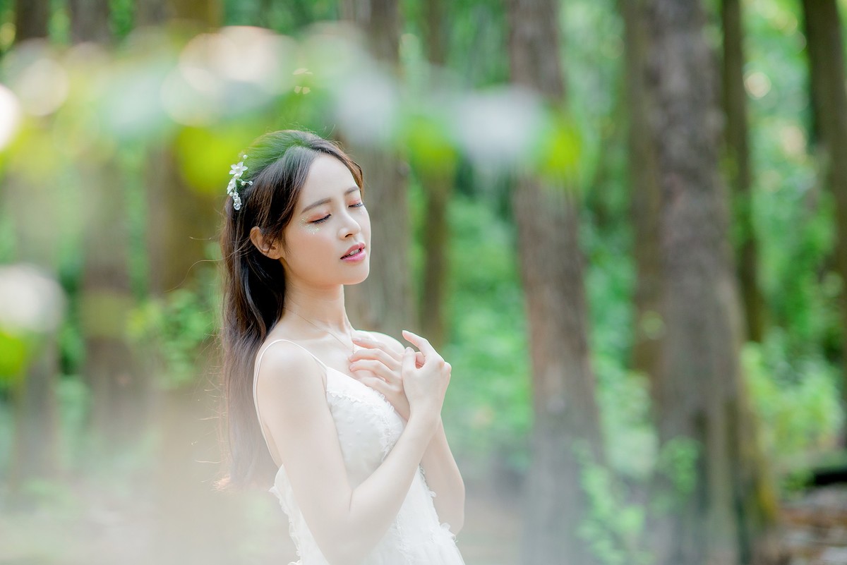 森系，轻纱裙写真。