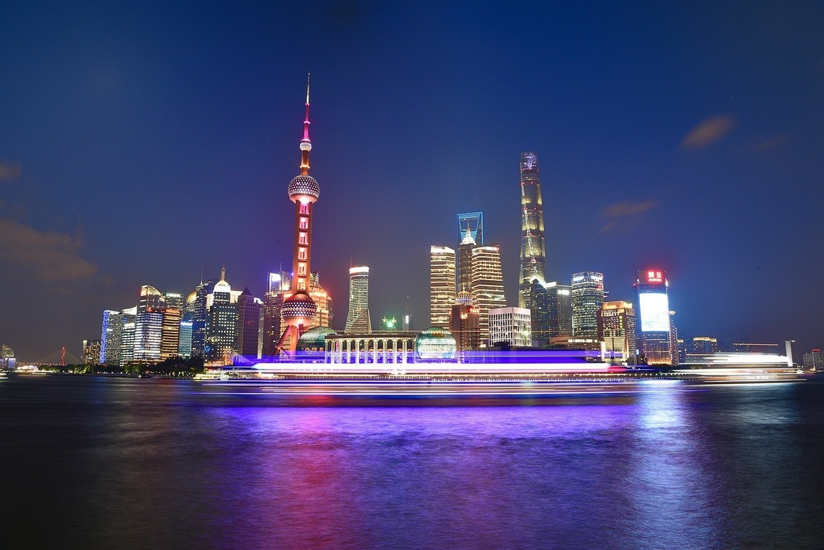 上海黄浦江畔标志性夜景