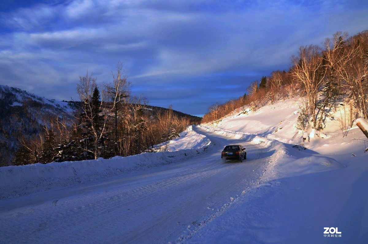老片——雪路日落时