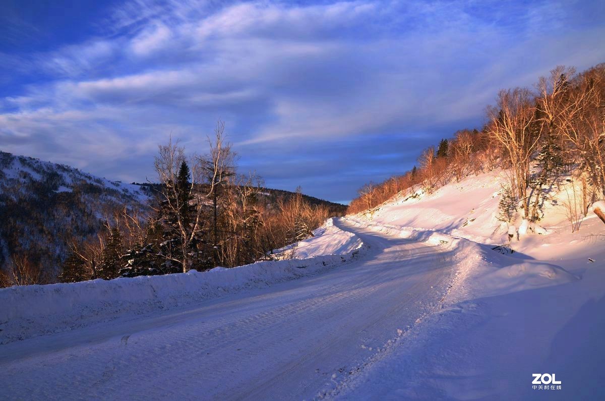 老片——雪路日落时