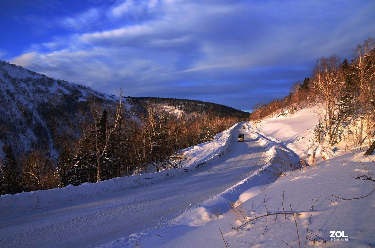 老片——雪路日落时