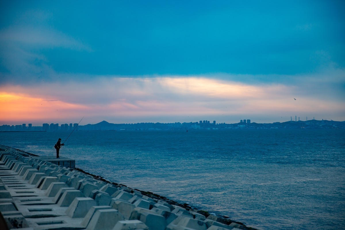 大連東港海邊落日