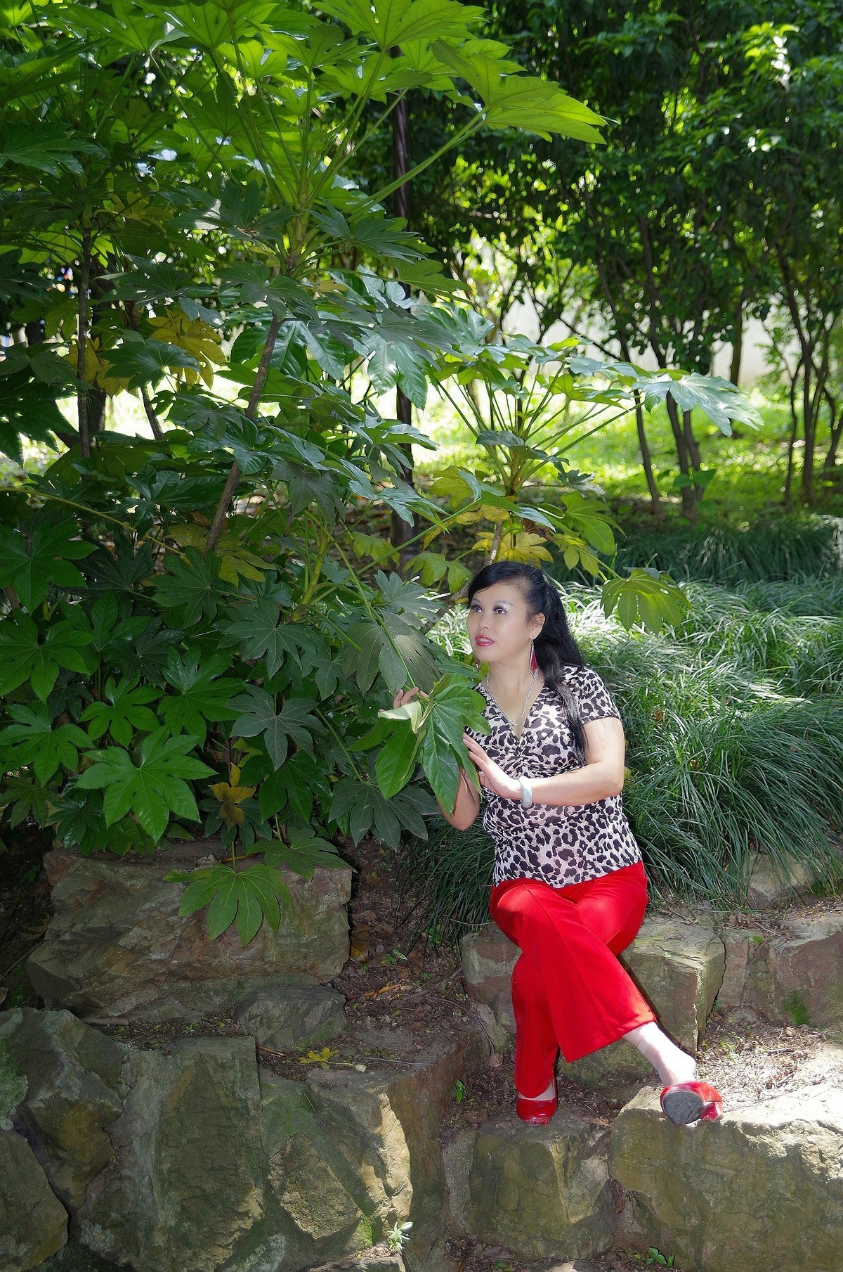 环境人像外拍---绿叶中的”伤心玫瑰“美女！。。。。。。