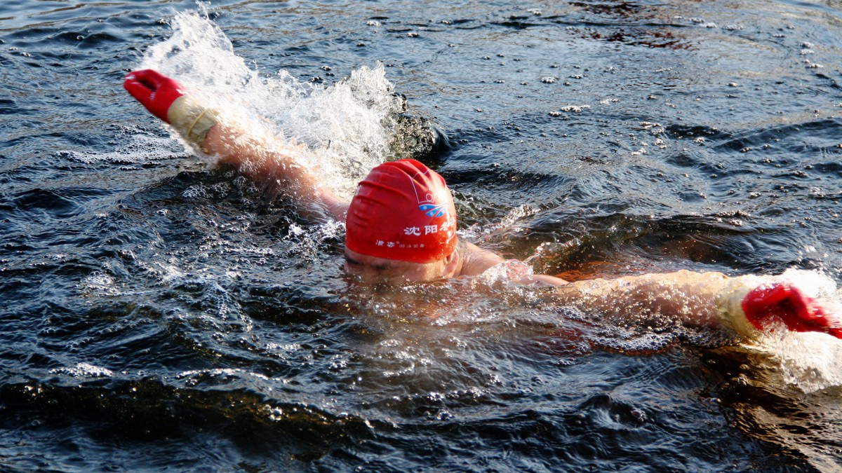 2015年元月2日拍摄 沈阳北陵公园 冬泳队的 新习作    祝福各位师友新年快乐 万事如意