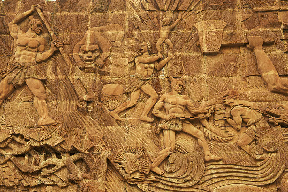 汶川大禹铜雕和大禹治水大型浮雕墙