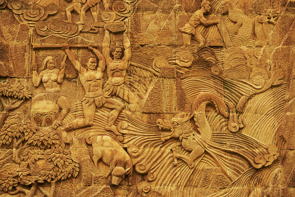 汶川大禹铜雕和大禹治水大型浮雕墙