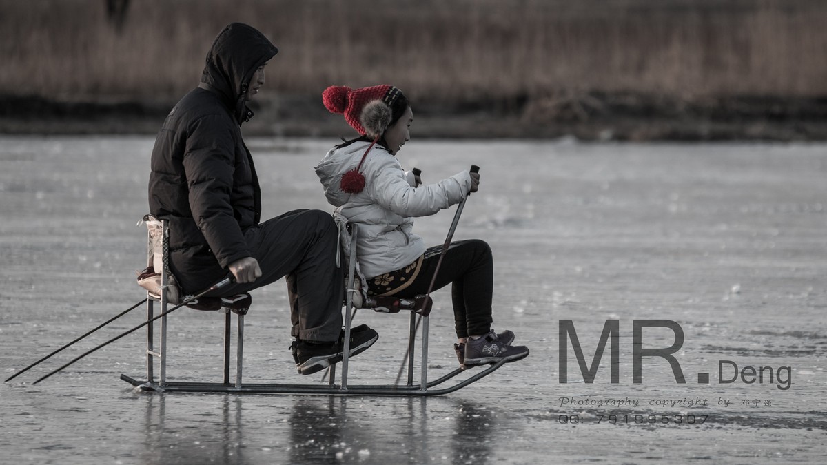 北京潮白河溜冰抓拍