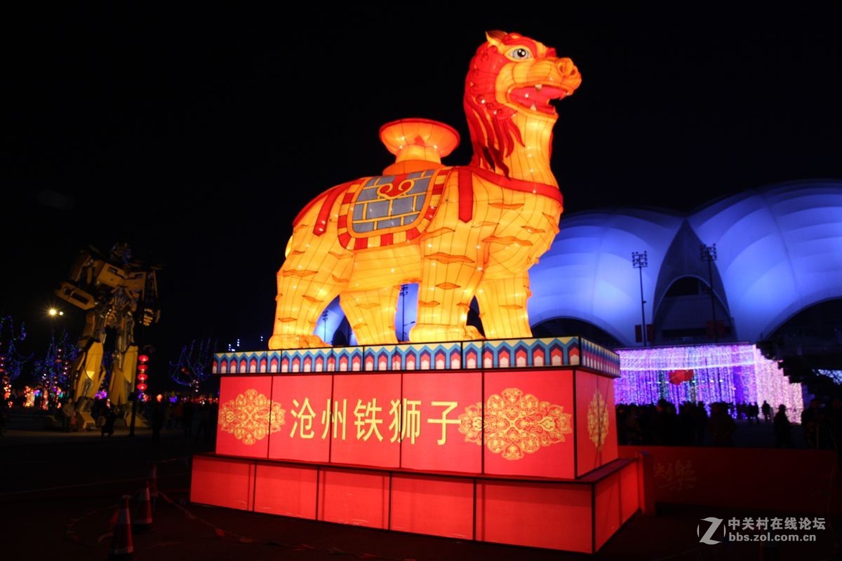 沧州铁狮子夜景图片图片