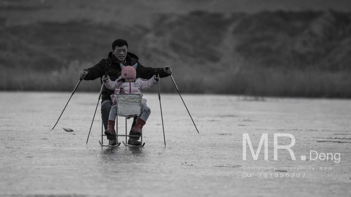 北京潮白河溜冰抓拍