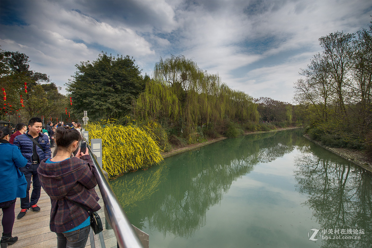 天高雲淡成都浣花溪公園風景