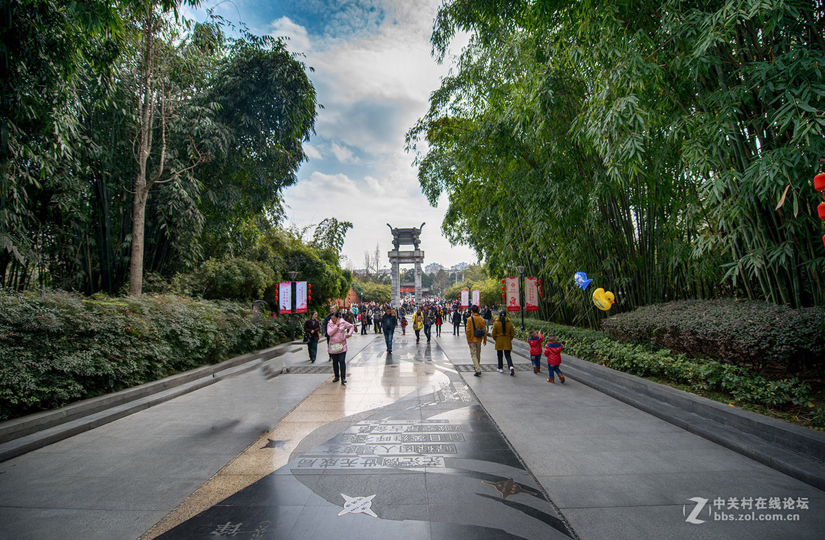 天高雲淡成都浣花溪公園風景