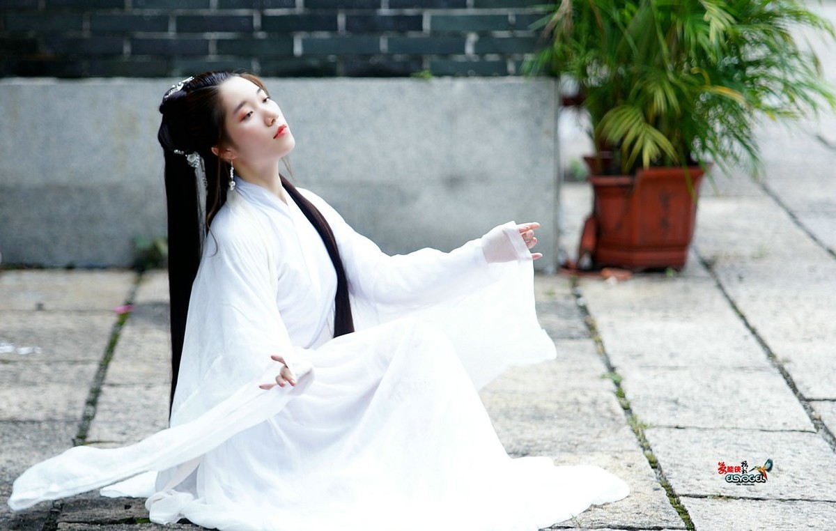 古风白衣少女花花