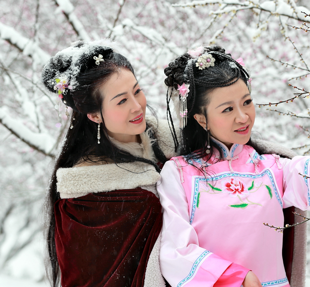 古隆中古装佳人踏雪赏梅上