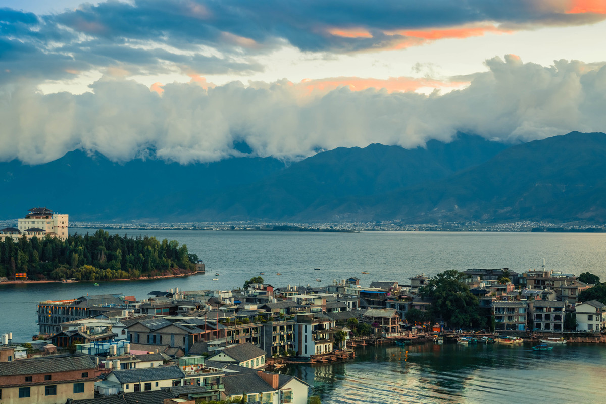 印象云南九大理洱海双廊落日
