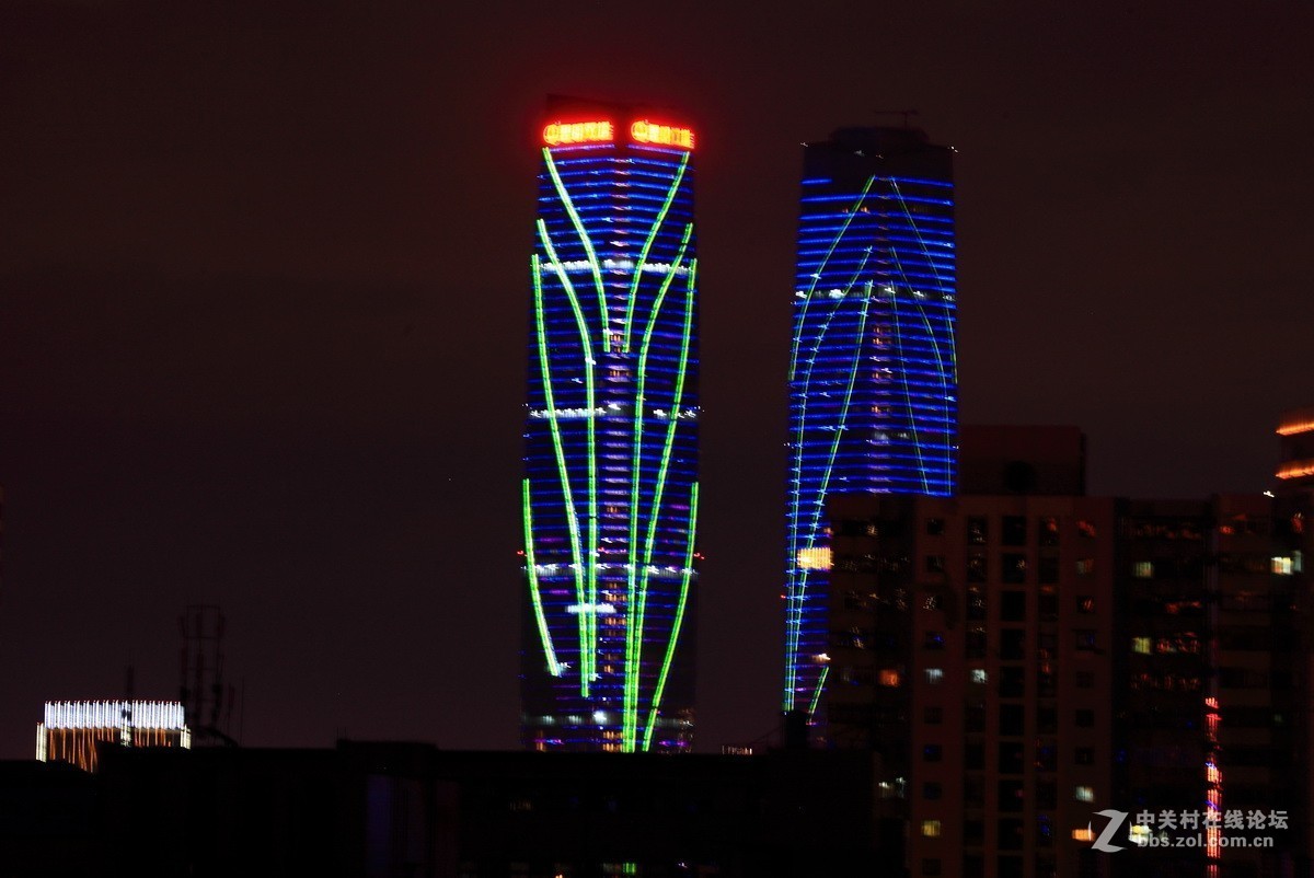 晚霞，夜景和月亮