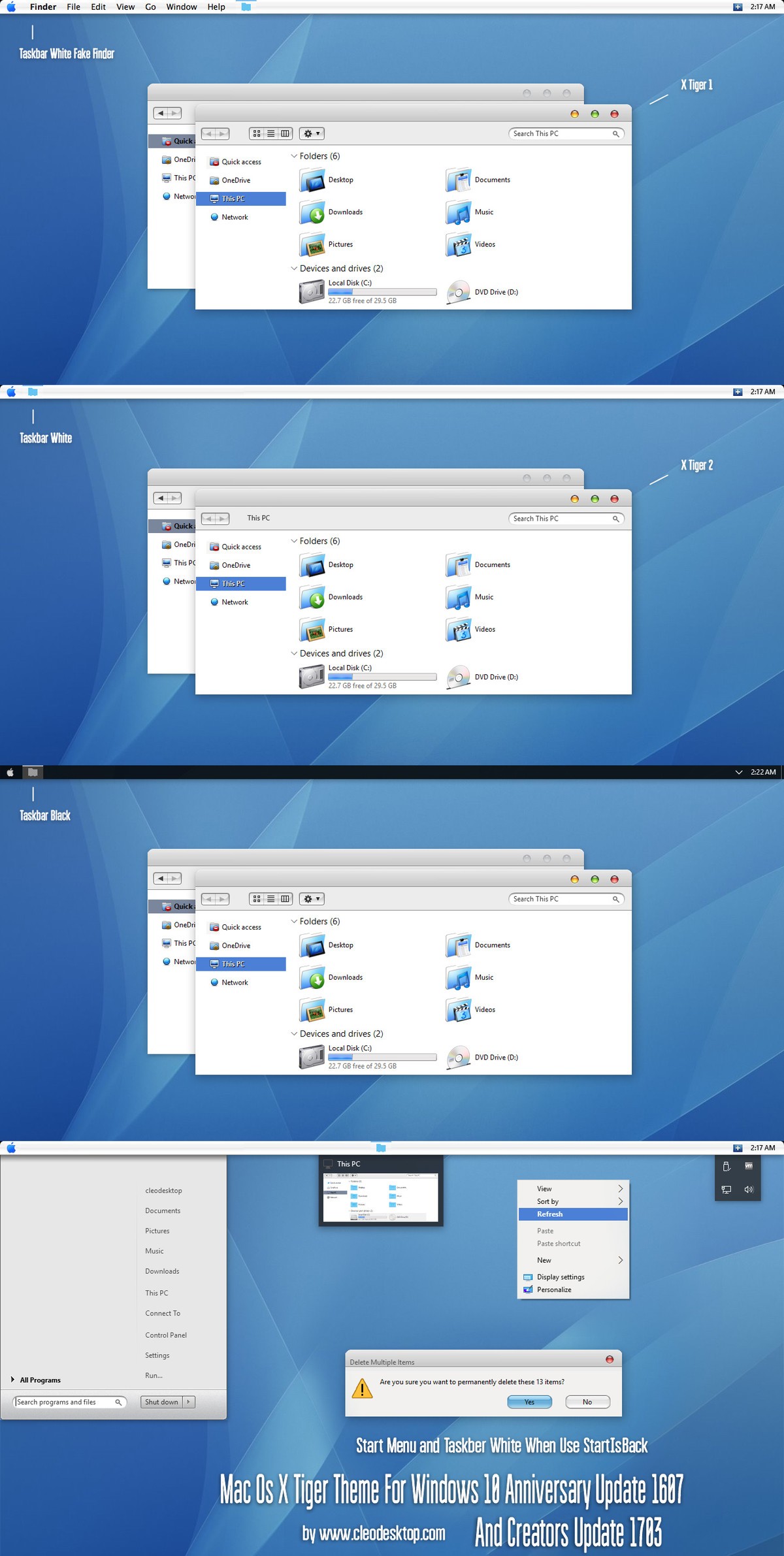 高仿MAC界面 Win10 RS2+RS1主题 Mac Os x Tiger Theme Win10