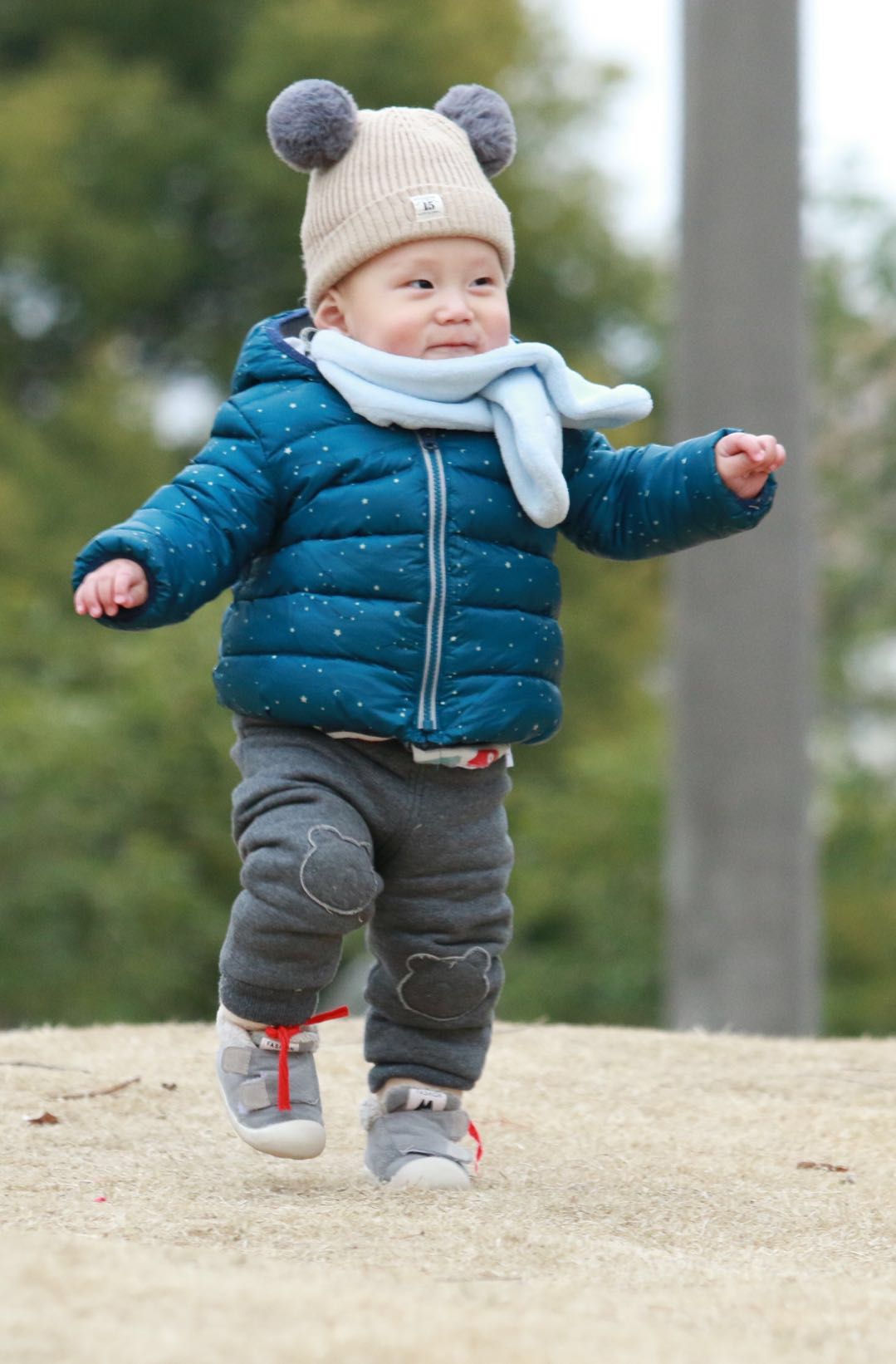 我的小侄子学走路