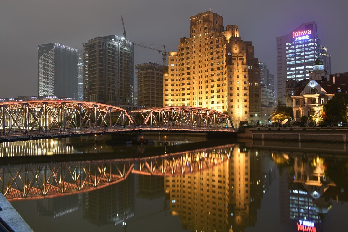 霧夜黃浦江朦朧上海灘