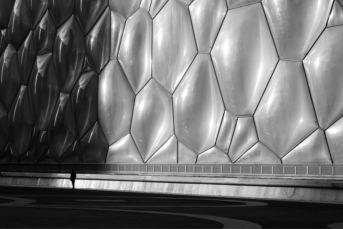 难得好天气，鸟巢