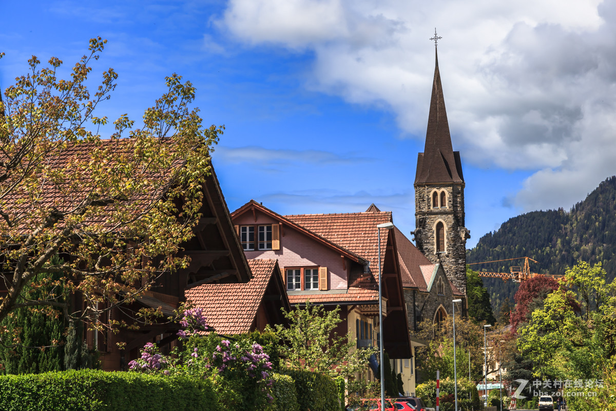 一组瑞士小镇因特拉肯风光图片