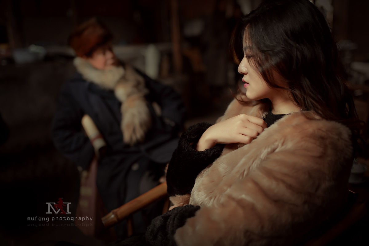 冬日，暖阳，美女，老茶馆